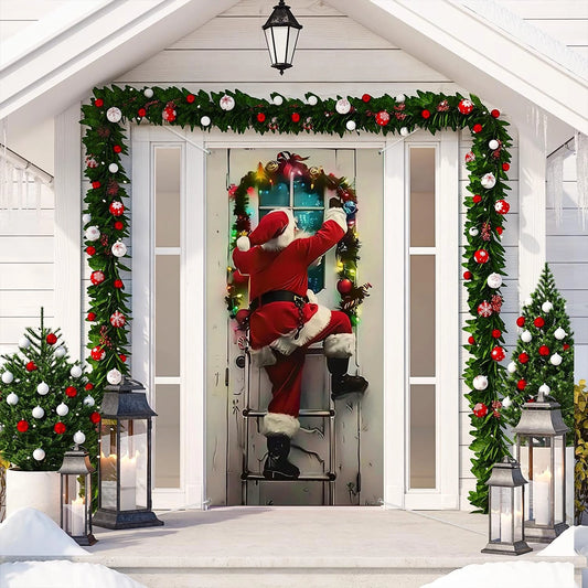 Shineful Door Cover Santa's Christmas Climbing