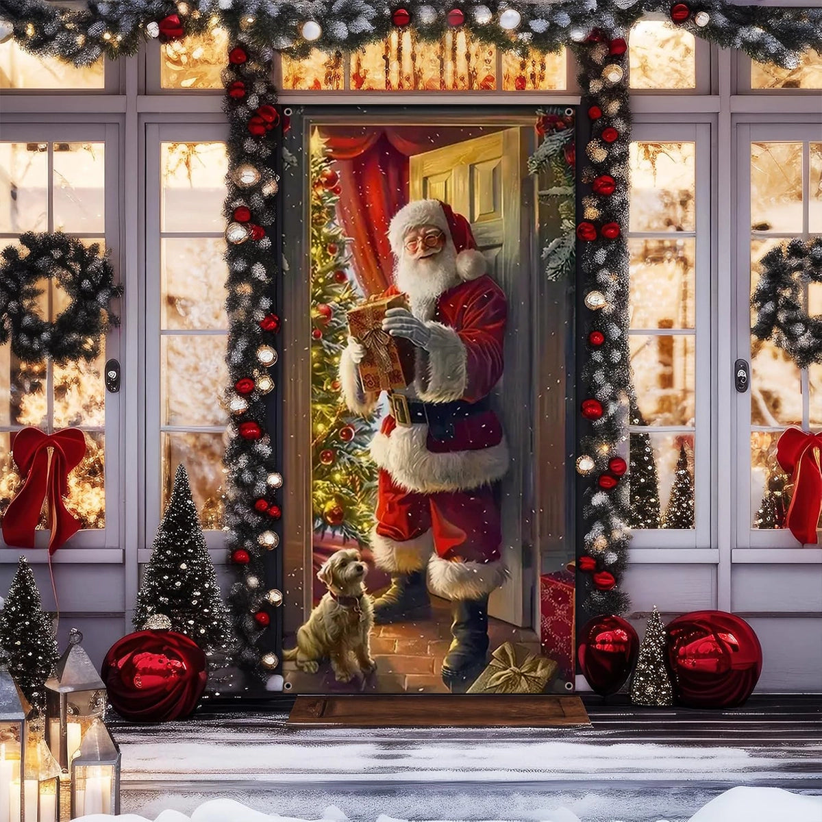 Shineful Door Cover Santa’s Magical Doorway