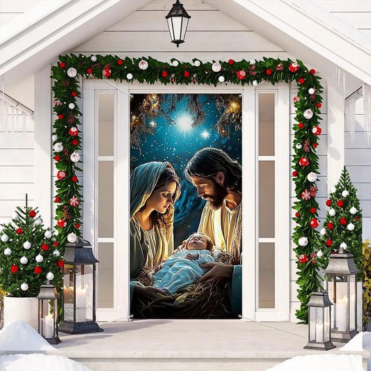 Shineful Door Cover Blessing Nativity