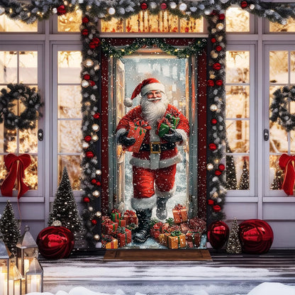 Shineful Door Cover Santa’s Joyful Arrival