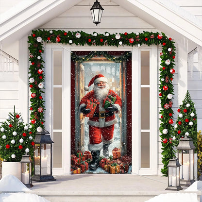 Shineful Door Cover Santa’s Joyful Arrival