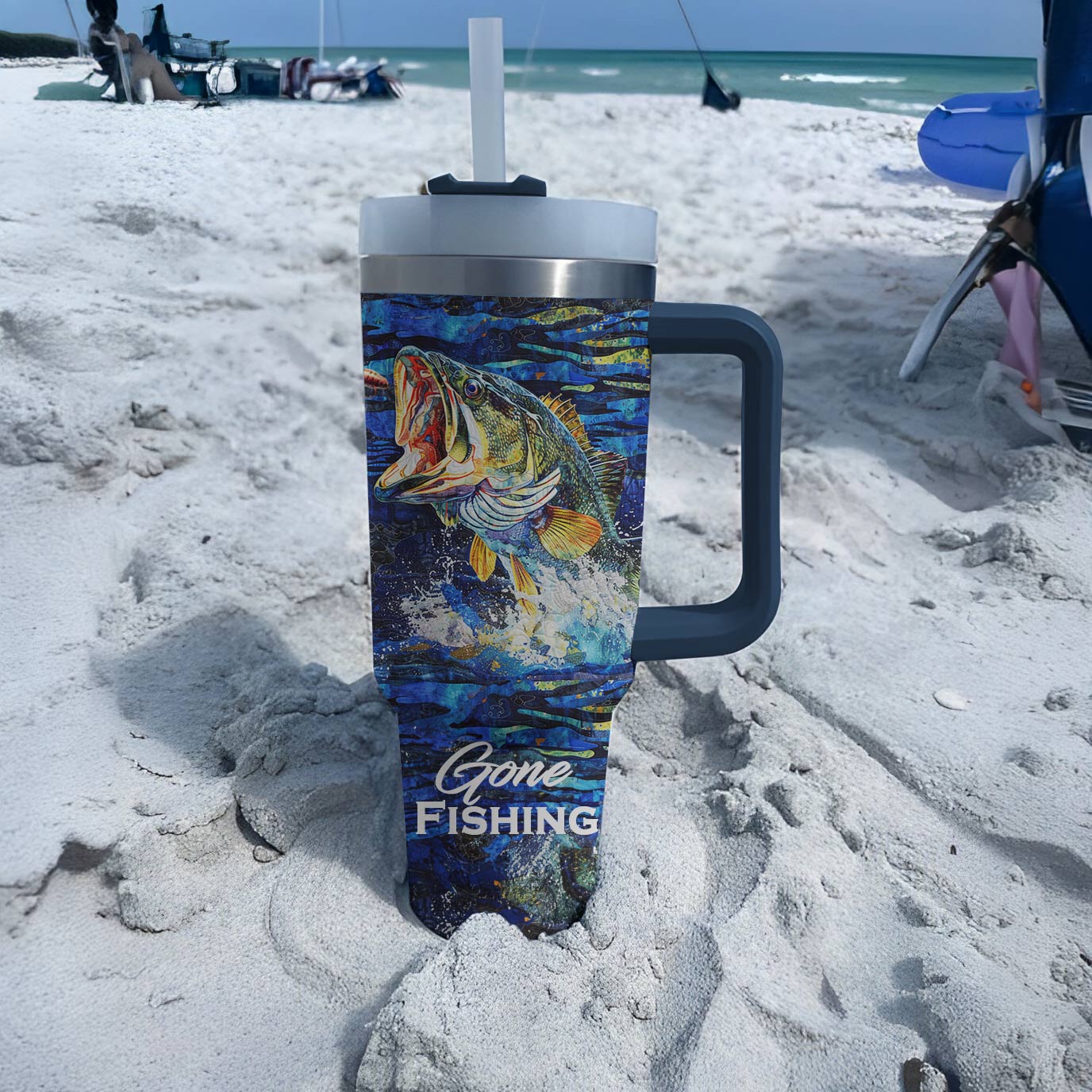 Shiny Tumbler Personalisiert Gone Fishing Forellenbarsch