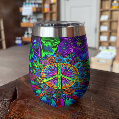 Shineful Wine Tumbler Hippie Elegant Peace Sign