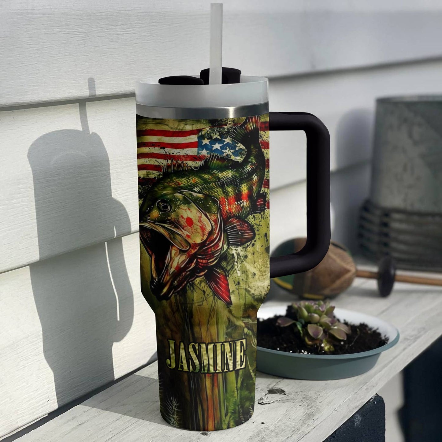 Shineful Tumbler Personalized Gorgeous Fishing Flag American