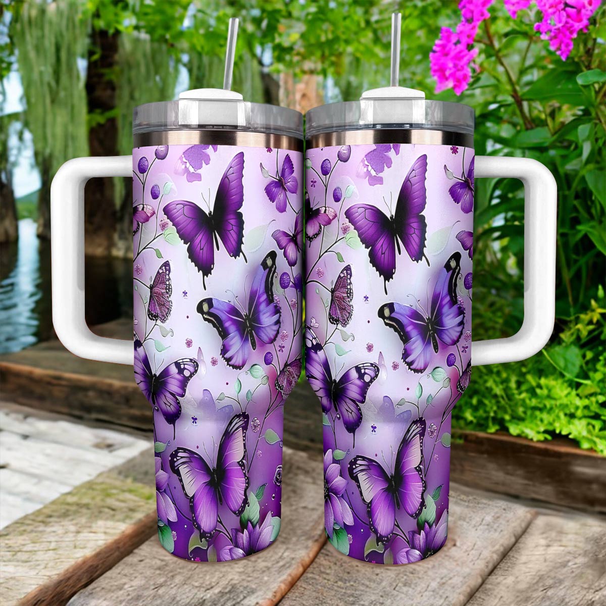 Shineful Tumbler Purple Splendid Butterflies