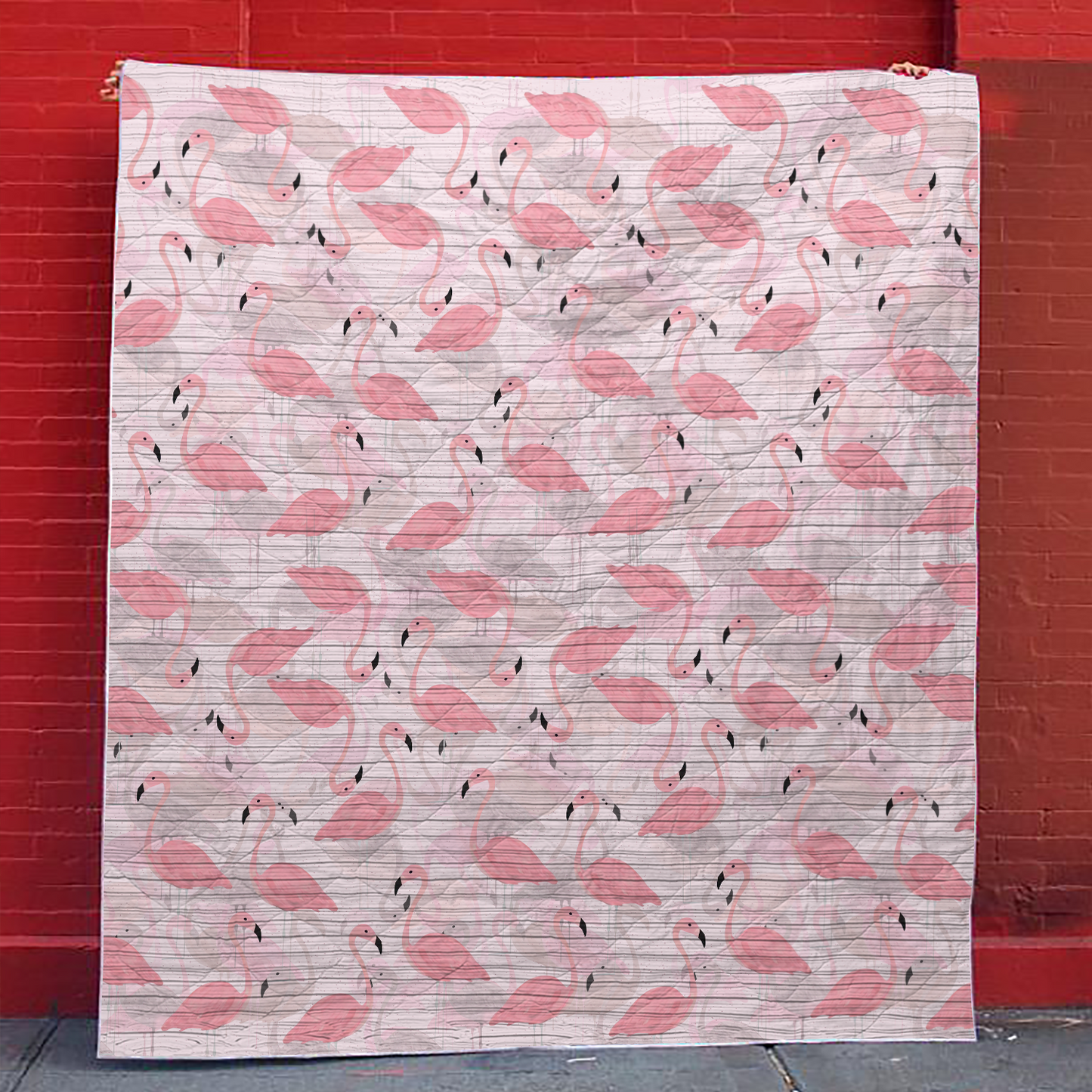 Shineful Exotically beautiful Flamingo- All Season Faux Quilt