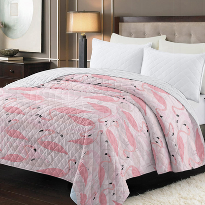 Shineful Exotically beautiful Flamingo- All Season Faux Quilt