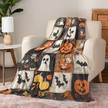 Shineful Fleece Blanket Spooky Patchwork