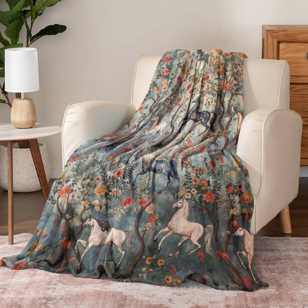 Shineful Fleece Blanket Mystical Steeds