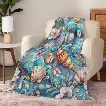 Shineful Fleece Blanket SeaShell Flower