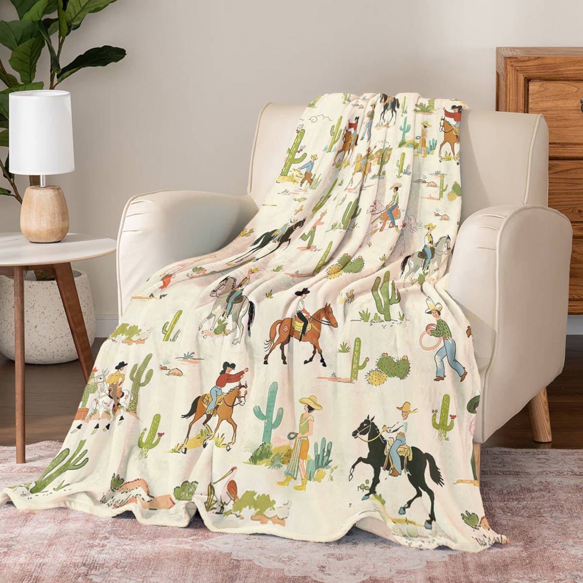 Shineful Fleece Blanket Cowboy Adventure