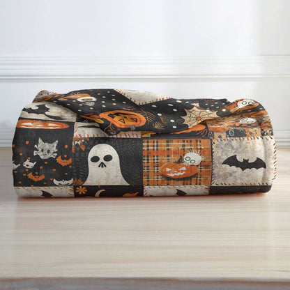 Shineful Fleece Blanket Spooky Patchwork