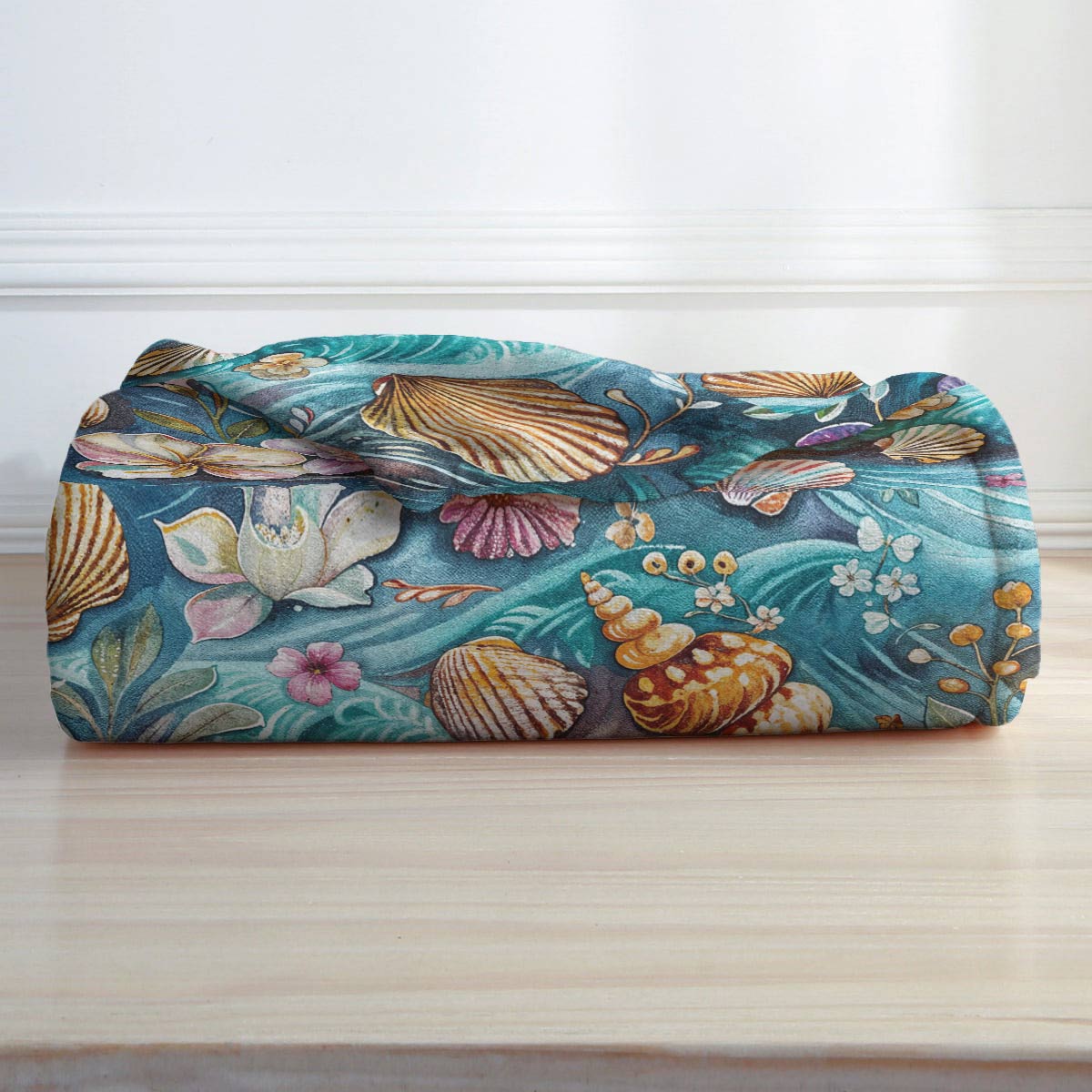 Shineful Fleece Blanket SeaShell Flower