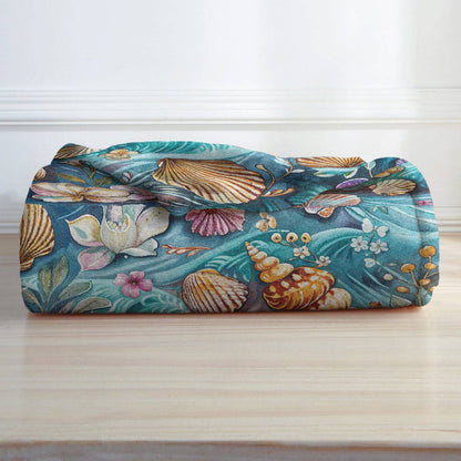 Shineful Fleece Blanket SeaShell Flower