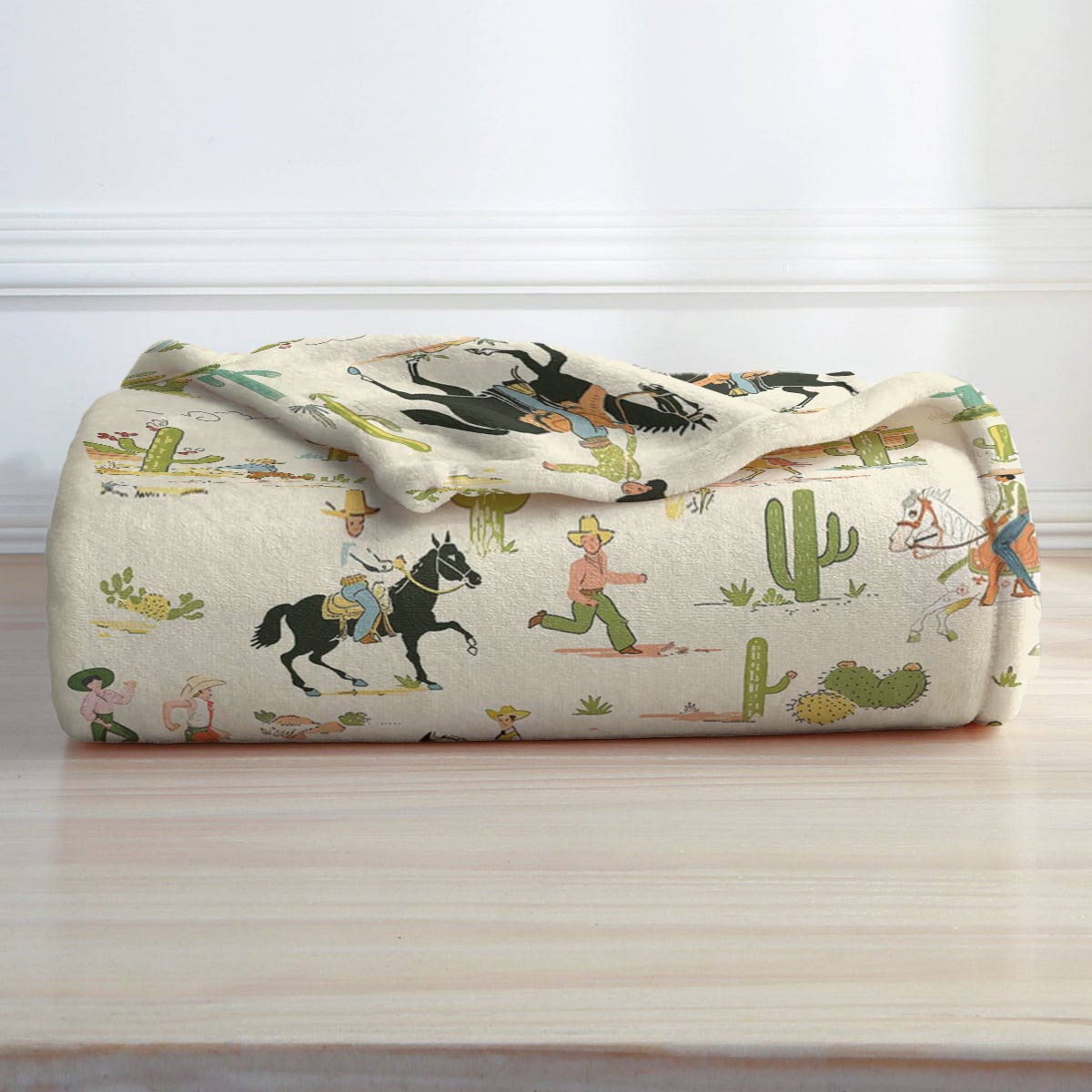 Shineful Fleece Blanket Cowboy Adventure