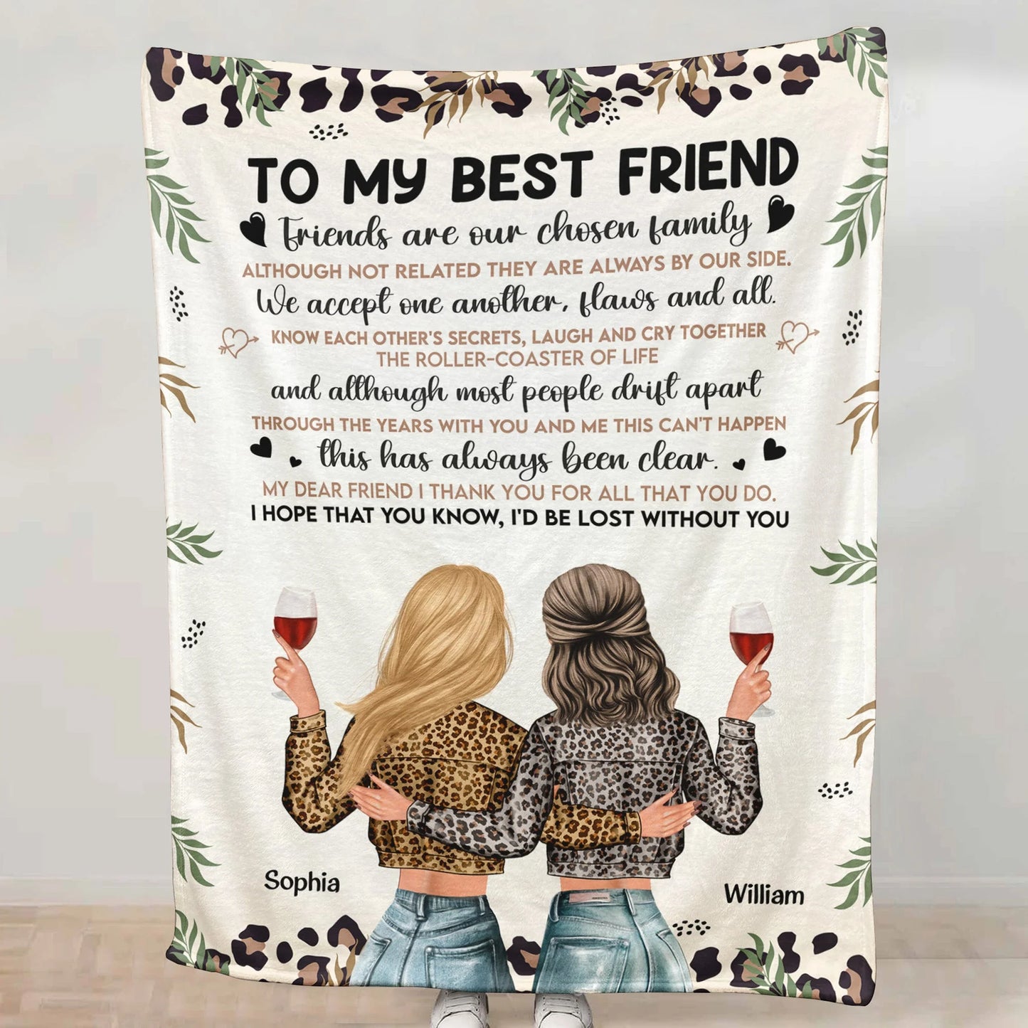 Shineful Blanket „Freunde sind unsere auserwählte Familie“, personalisierte Decke