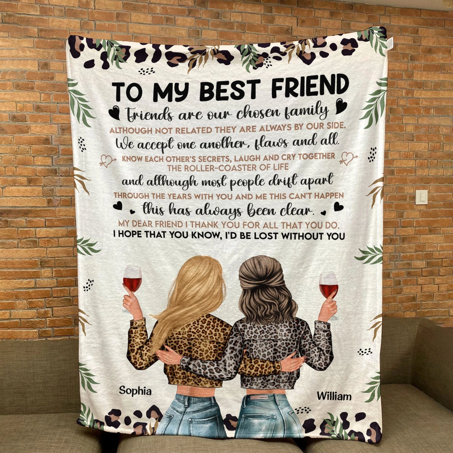 Shineful Blanket „Freunde sind unsere auserwählte Familie“, personalisierte Decke