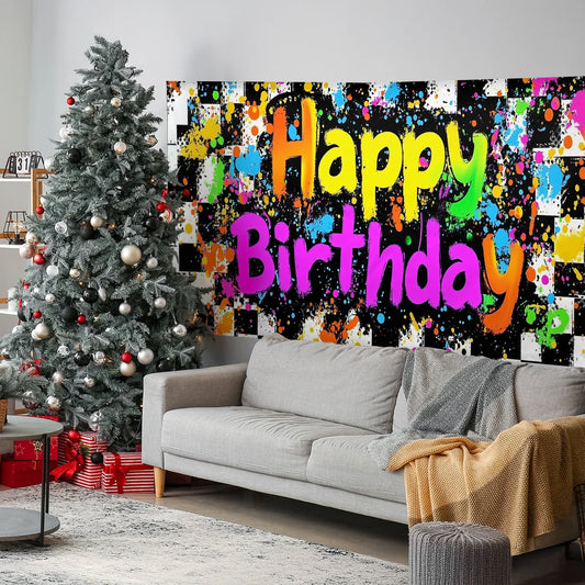 Shineful Garage Door Banner Decoration - Vibrant Splash of Colors for a Joyful Birthday Celebration