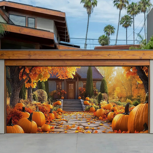 Shineful Garage Door Banner Decoration - Autumn Leaves and Pumpkin Dreams
