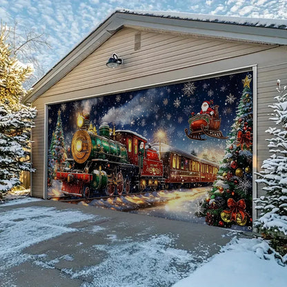 Shineful Garage Door Banner Decoration - Winter Wonderland Express A Magical Christmas Train with Santa