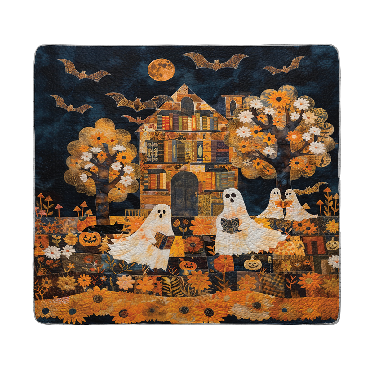 Shineful All Season Quilt 3-Piece Set Ghostly Books House