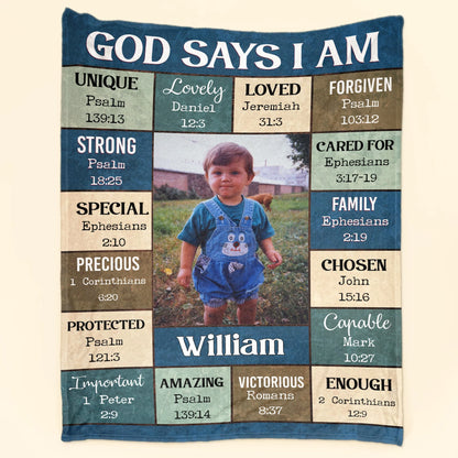 Shineful Blanket God Says I Am - Personalized Photo Blanket