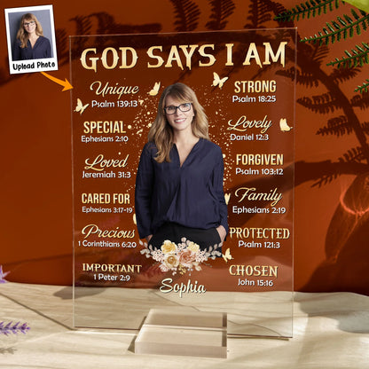 Shineful Acrylic Photo Plaque God Says I Am Personalized Acrylic Plaque