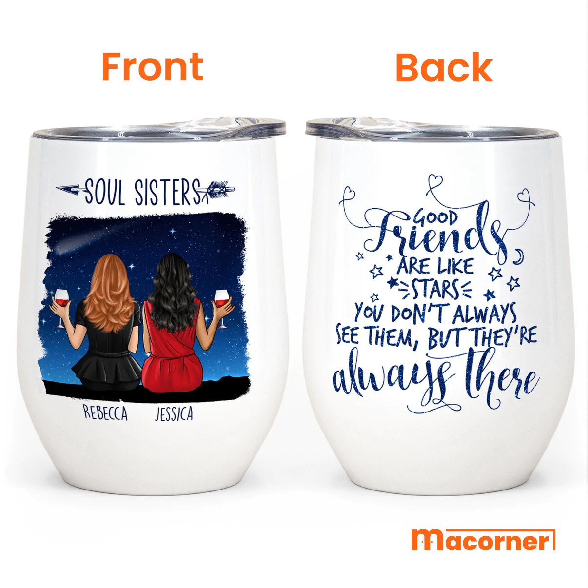 Good Friends Like Stars - Personalized Wine Tumbler Gift For Besties