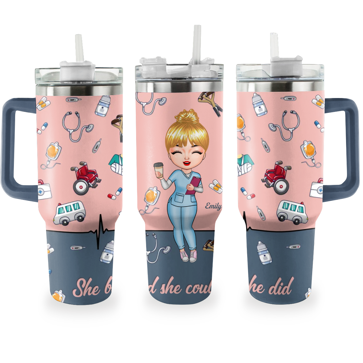 Shineful Tumbler Gift For Nurse - She Believed She Could So She Did Personalized