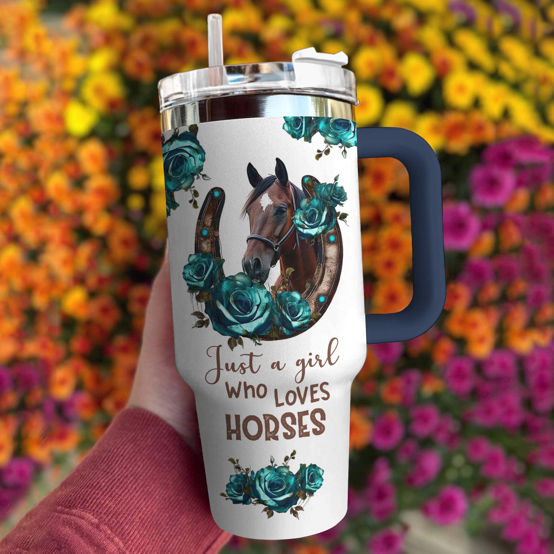 Horse Shineful™ Tumbler 40 Oz Just A Girl Who Loves Horses Tl10 Denim Blue 40Oz