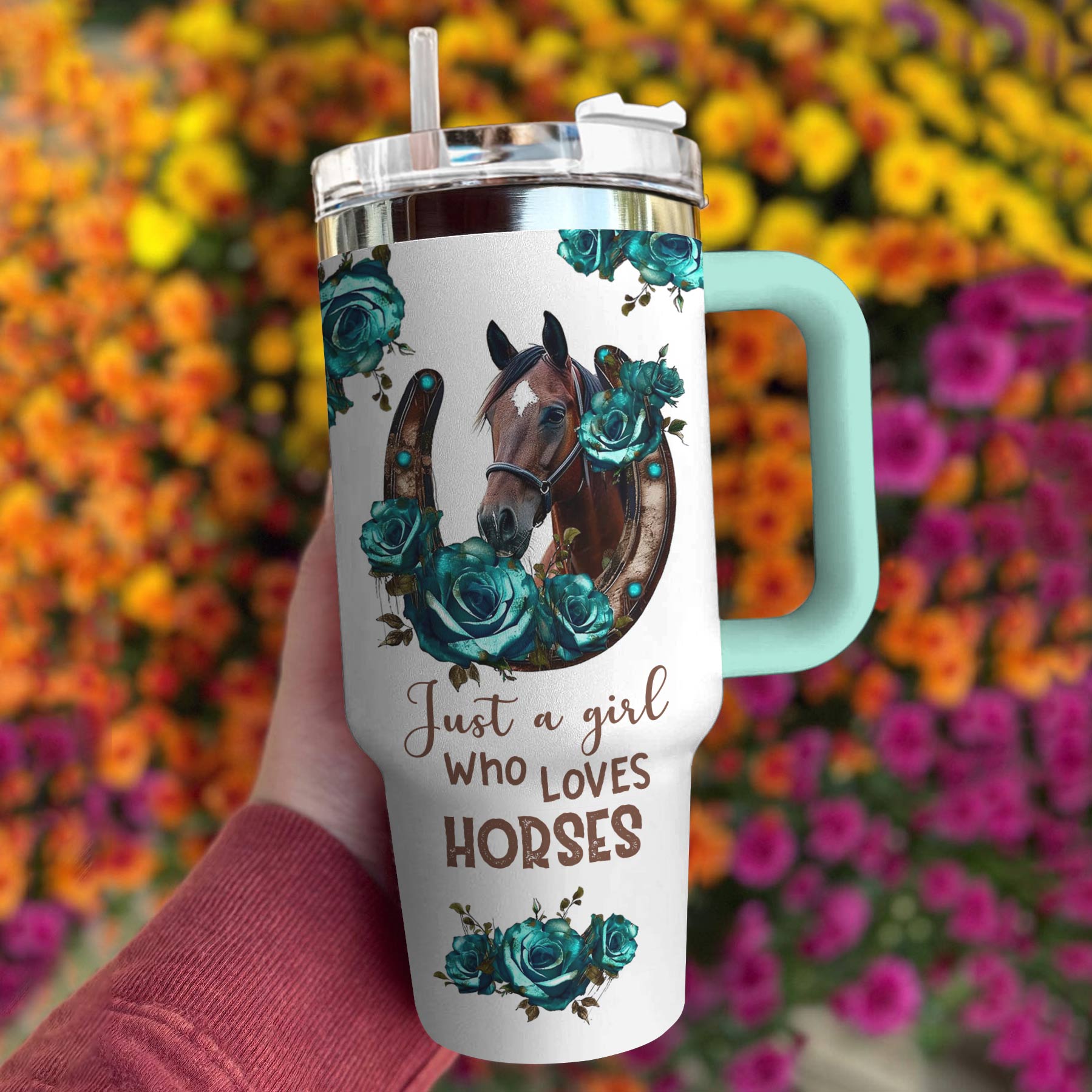 Horse Shineful™ Tumbler 40 Oz Just A Girl Who Loves Horses Tl10 Light Blue 40Oz