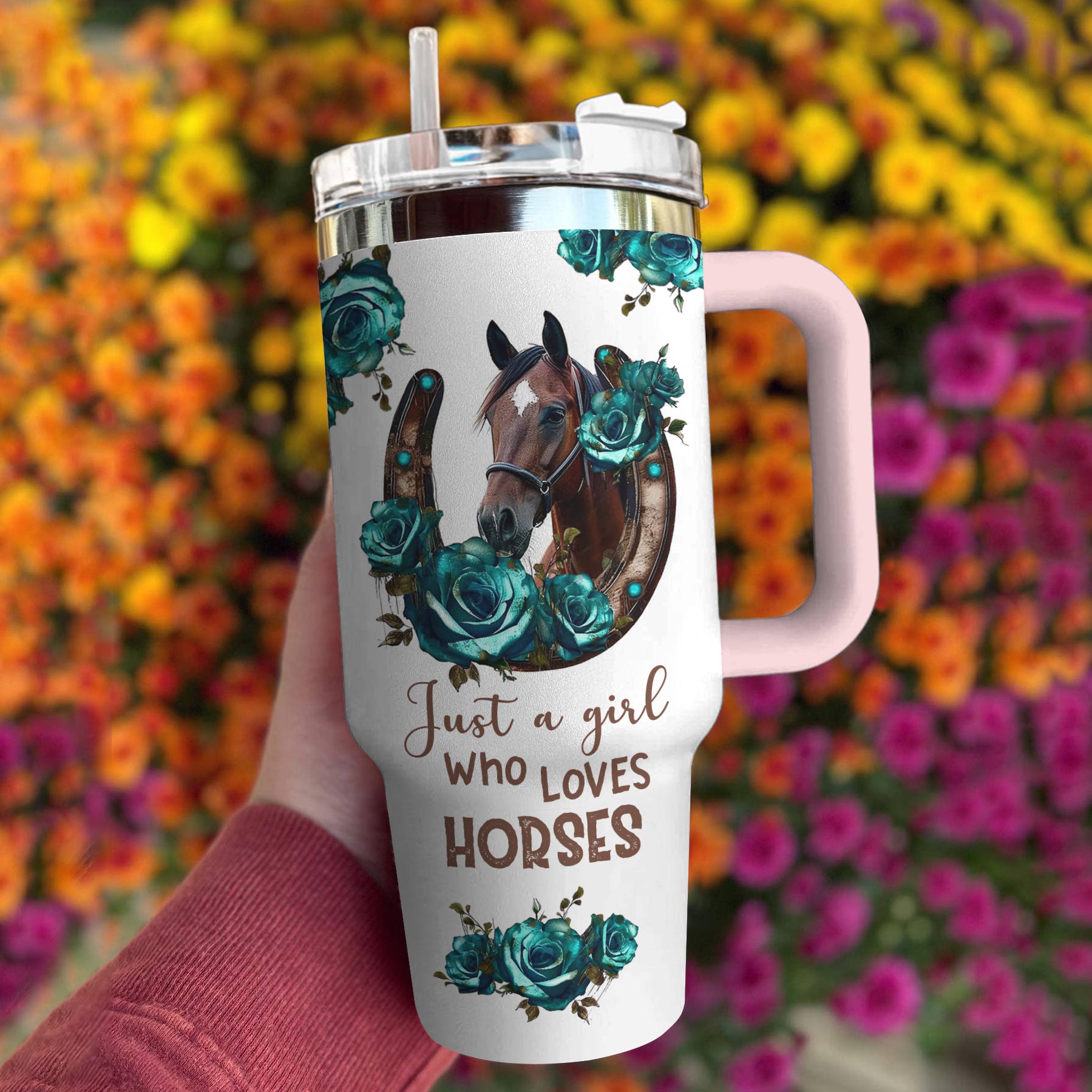 Horse Shineful™ Tumbler 40 Oz Just A Girl Who Loves Horses Tl10 Light Pink 40Oz