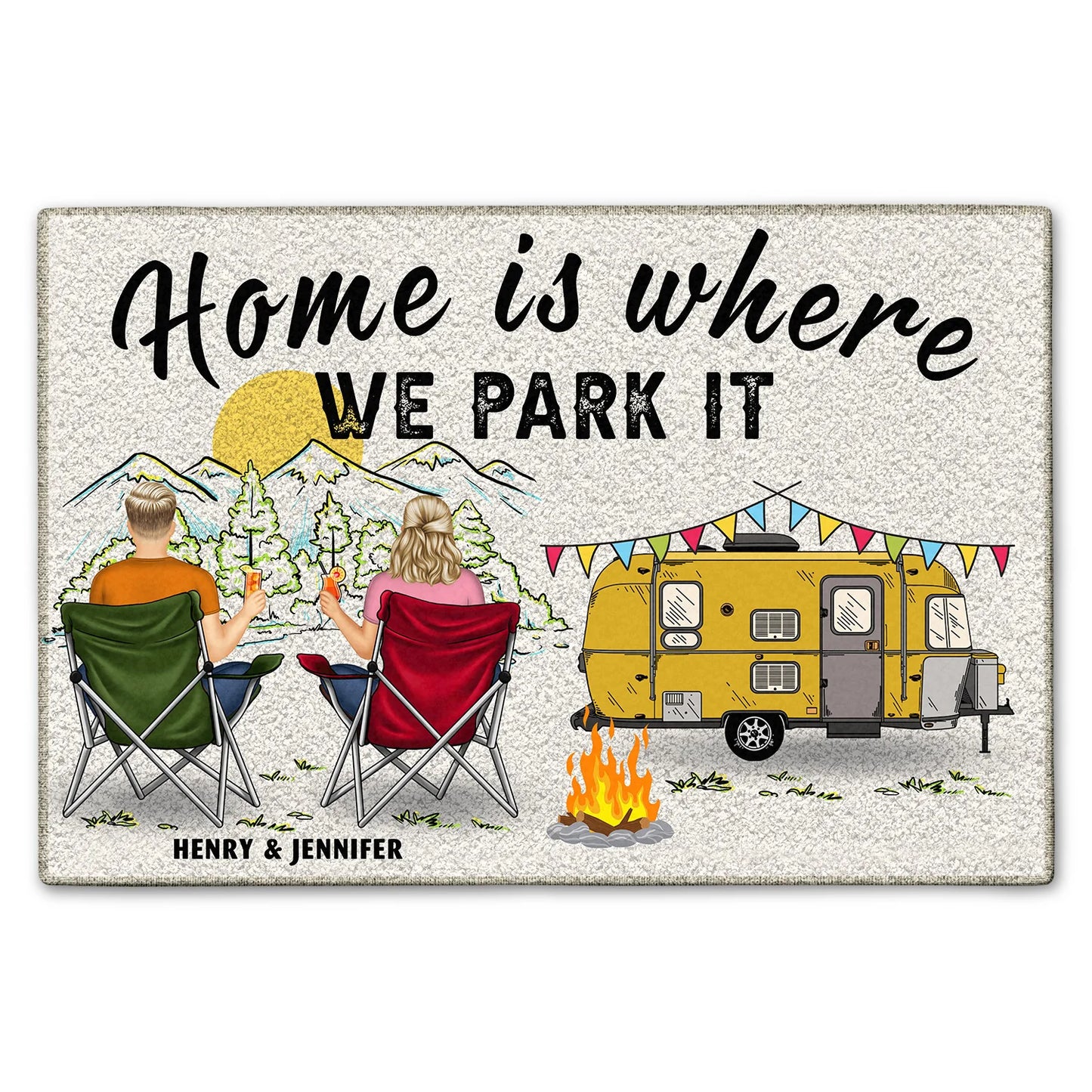 Shineful Doormat Gift For Camping Lovers - Home Is Where We Park It, Personalized Door Mat