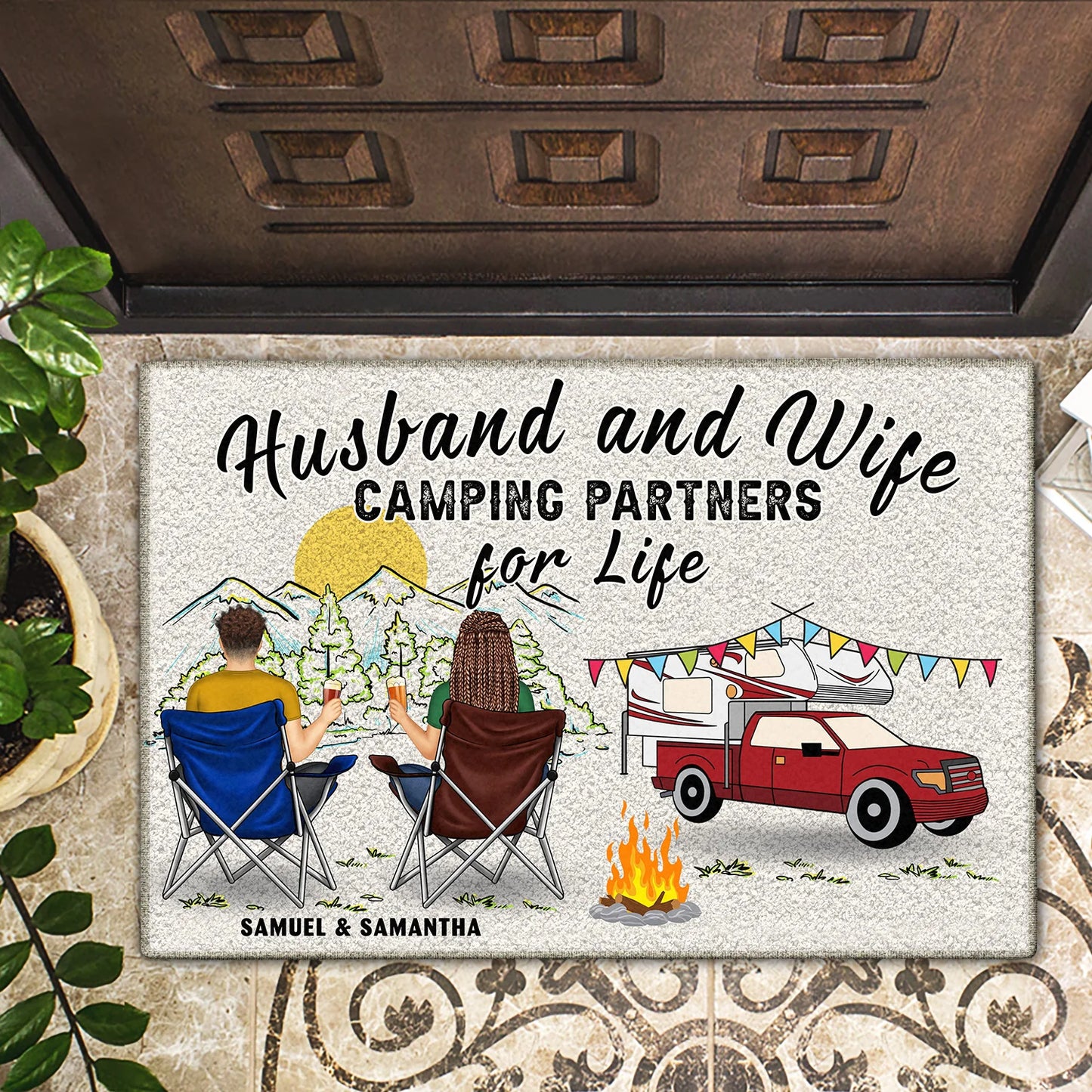 Shineful Doormat Gift For Camping Lovers - Home Is Where We Park It, Personalized Door Mat