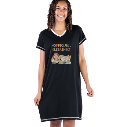 Dog Lovers - Sleeping Sleepshirt Version 2 Personalized Women’s V-Neck Nightshirts V-Neck