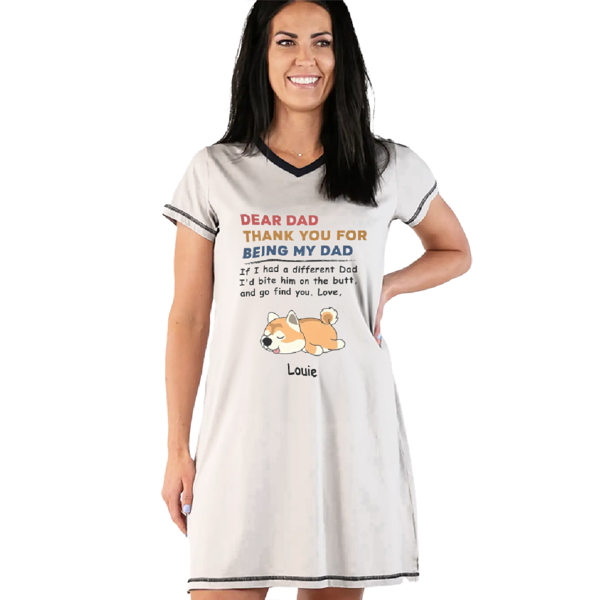 Dog Lovers - Bite The Butt Personalized Women’s V-Neck Nightshirts V-Neck Women’s Nightshirts