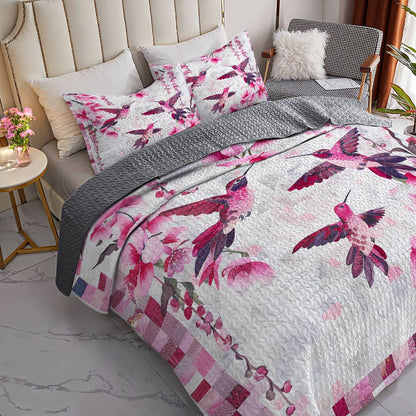 Shineful All Season Quilt 3-Piece Set Gentle Hummingbird