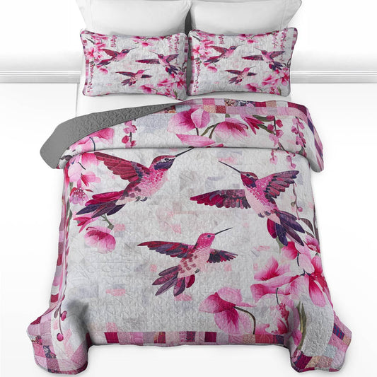 Ensemble de courtepointe toutes saisons Shineful 3 pièces Colibri doux