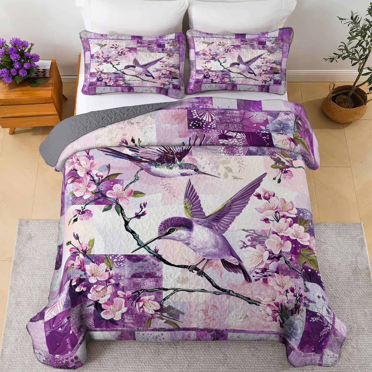 Shineful All Season Quilt 3-Piece Set Magnificent Hummingbird