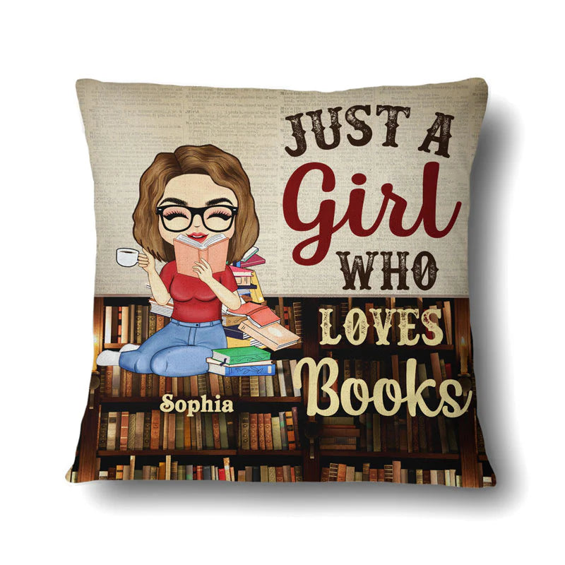 Taie d'oreiller personnalisée Shineful Just A Girl Who Loves Books Reading