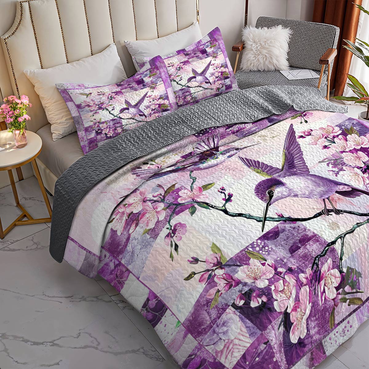 Shineful All Season Quilt 3-Piece Set Magnificent Hummingbird