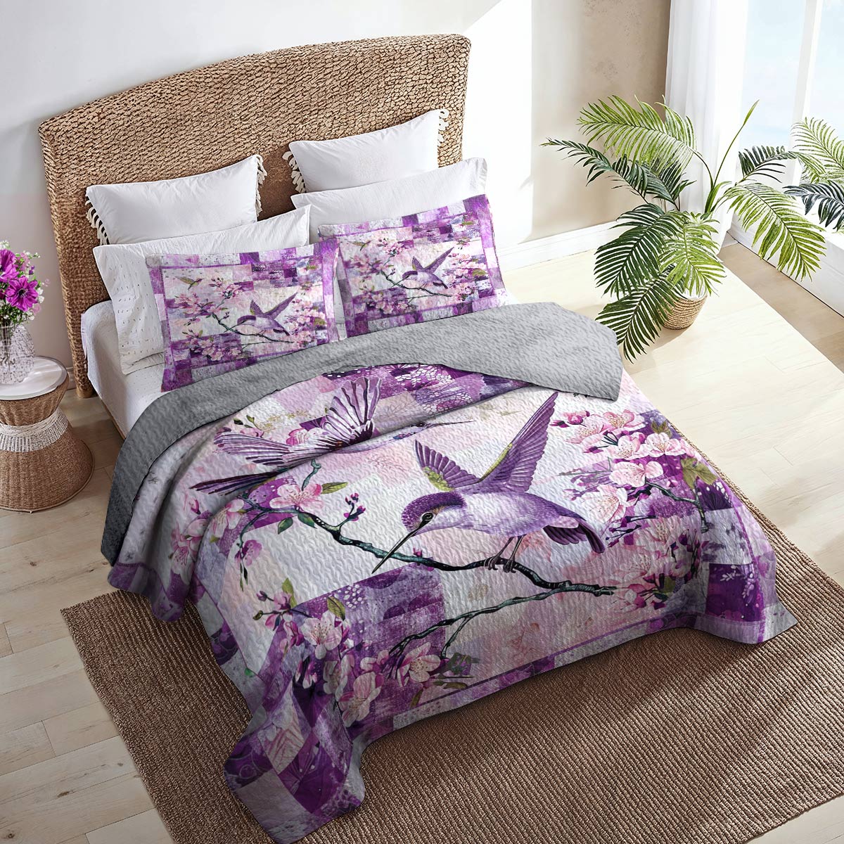 Shineful All Season Quilt 3-Piece Set Magnificent Hummingbird