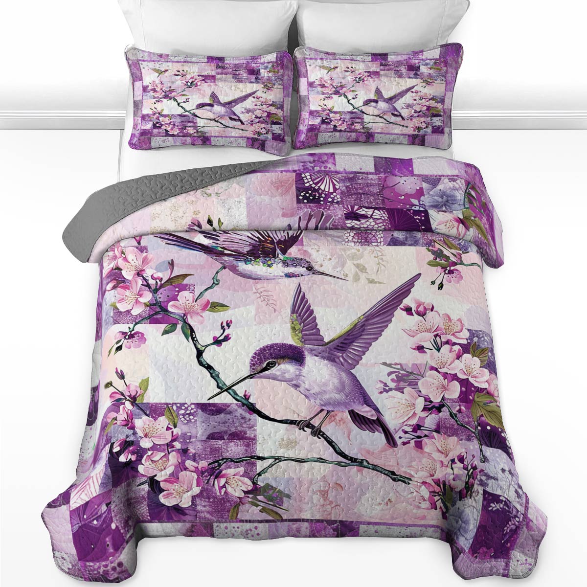 Shineful All Season Quilt 3-Piece Set Magnificent Hummingbird