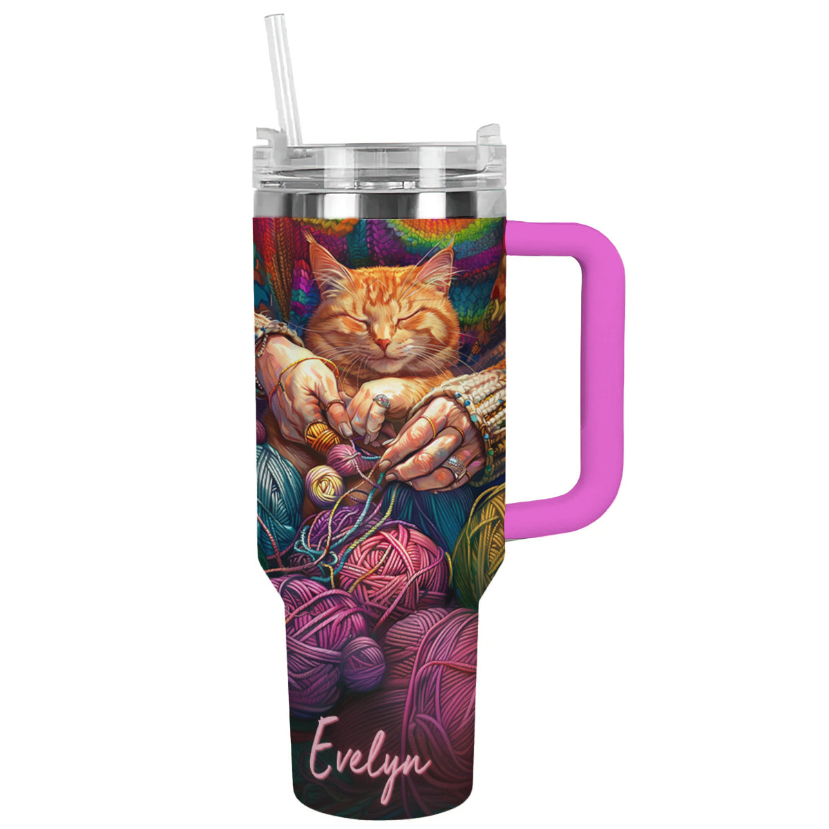 Shineful Tumbler Chaton en fil de crochet personnalisé et douillet