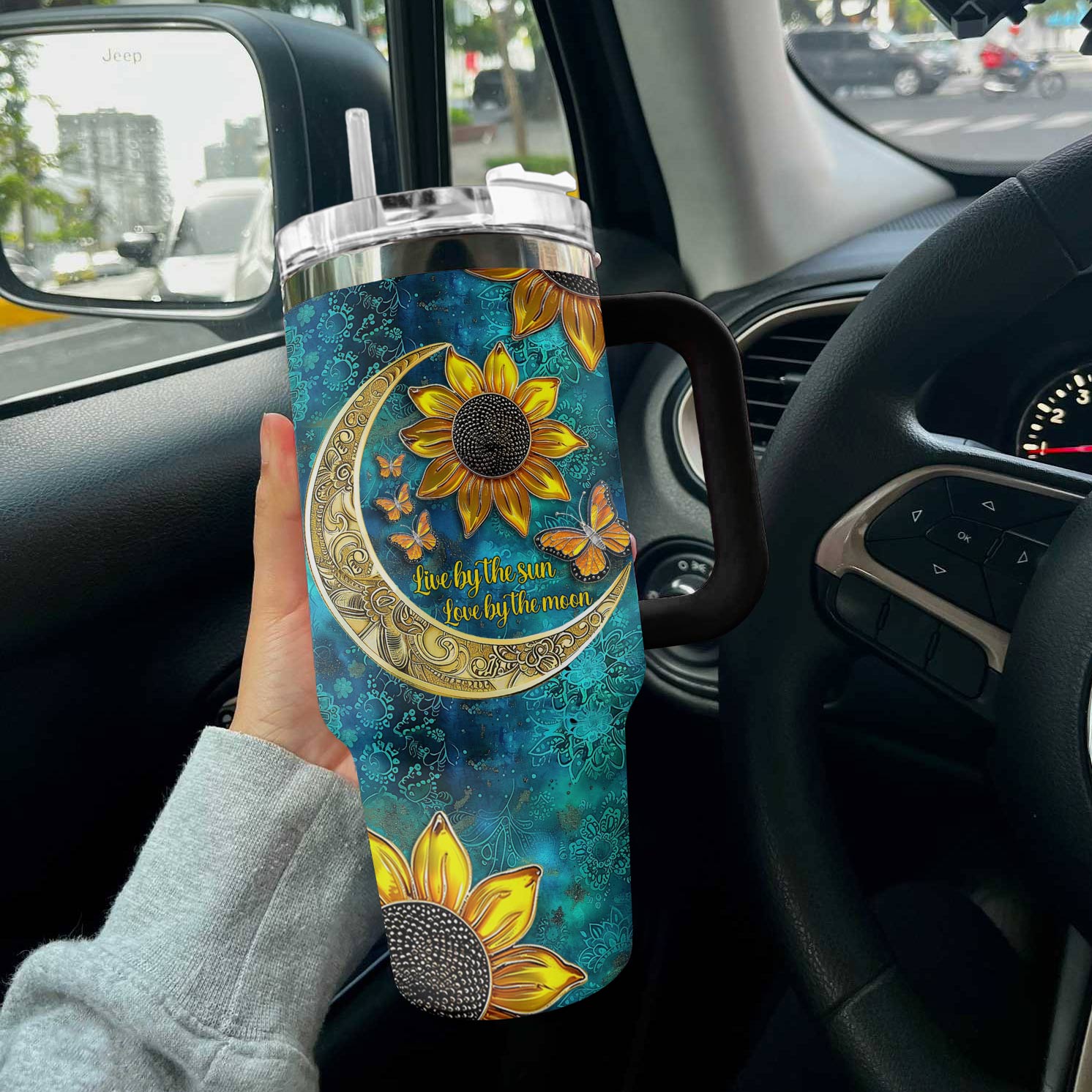 Hippie 40 Oz Shineful™ Tumbler Live By The Sun Love Moon Lovely Tl10 Black 40Oz