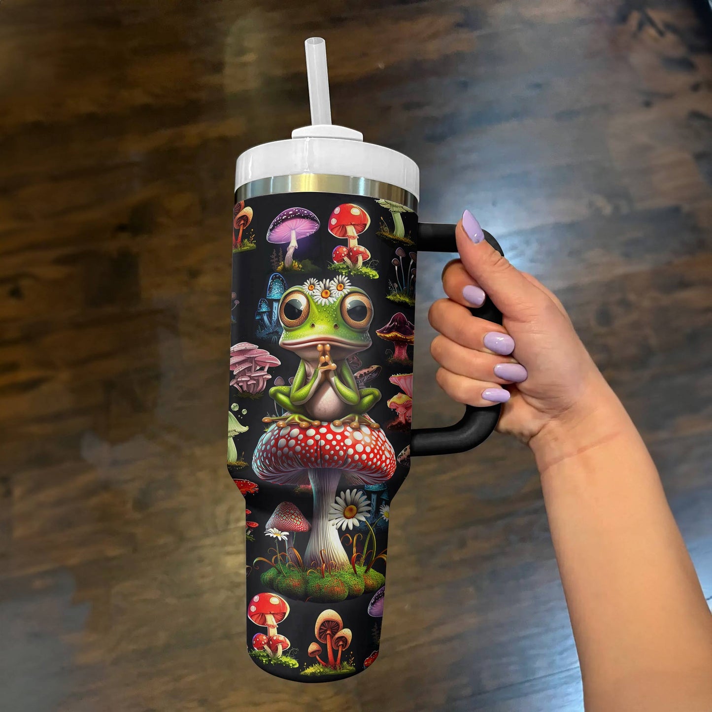 Hippie 40 Oz Shineful™ Tumbler Peace Frog Tl10 Black 40Oz