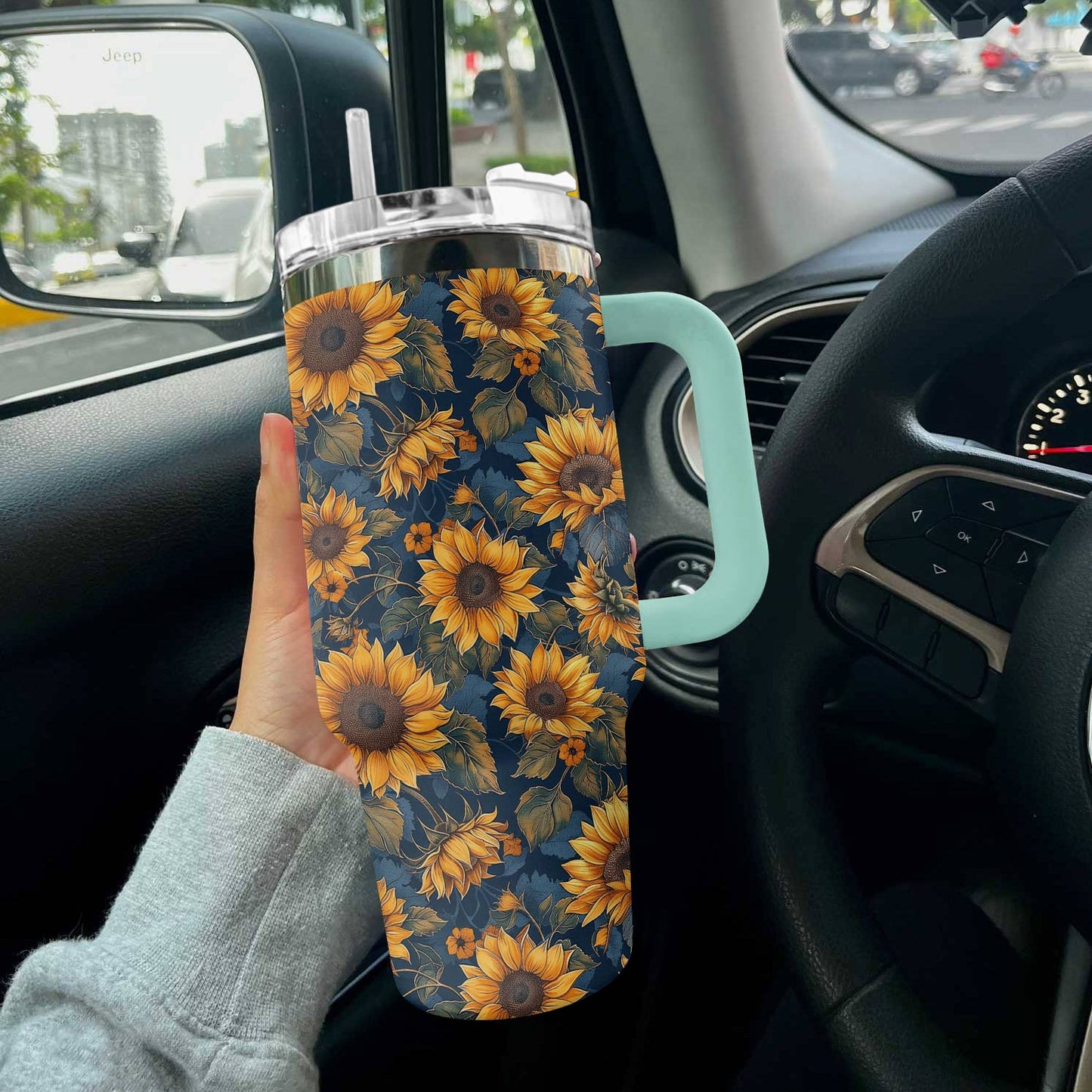 Hippie 40 Oz Shineful™ Tumbler Classical Sunflowers Tl10 Turquoise Blue 40Oz