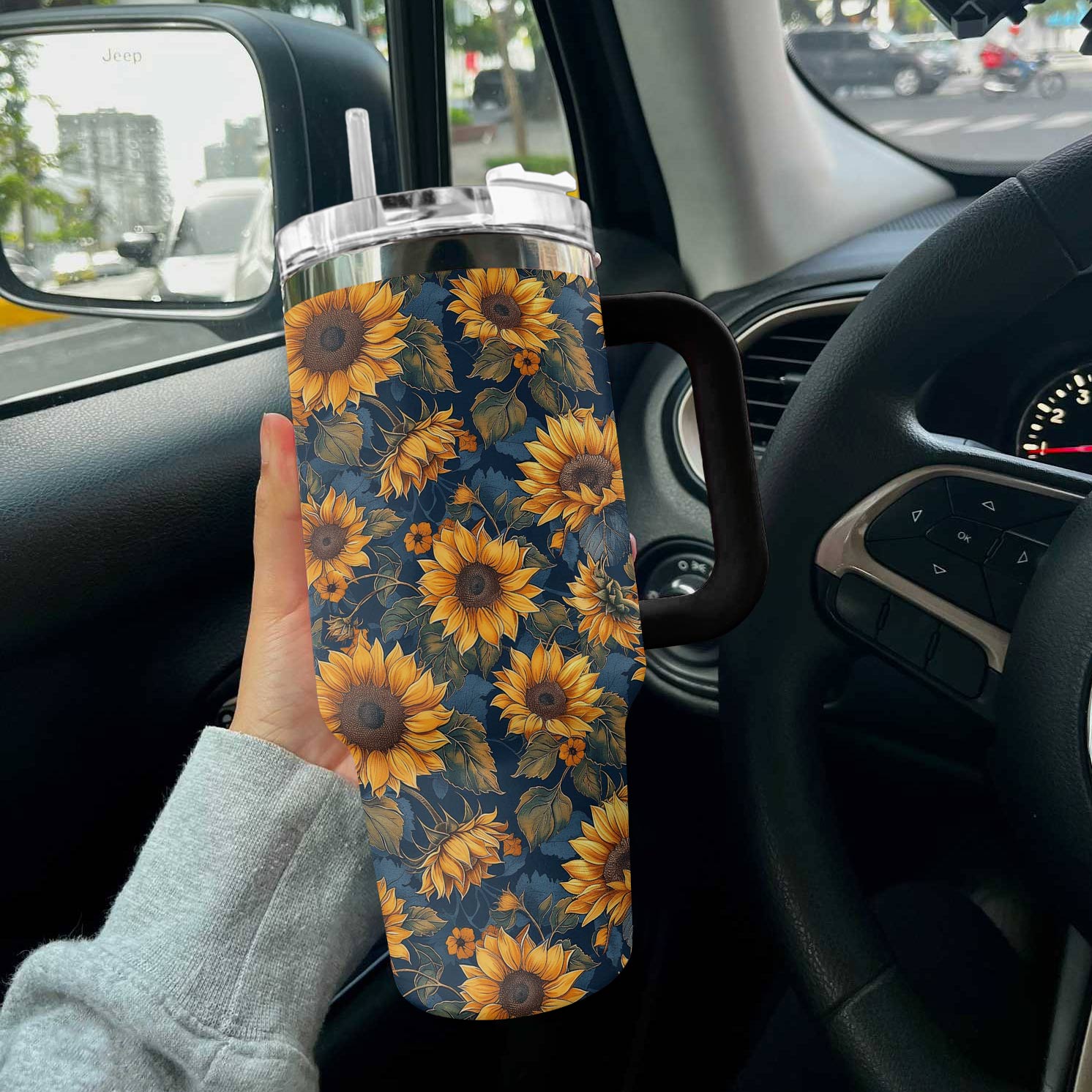 Hippie 40 Oz Shineful™ Tumbler Classical Sunflowers Tl10 Black 40Oz