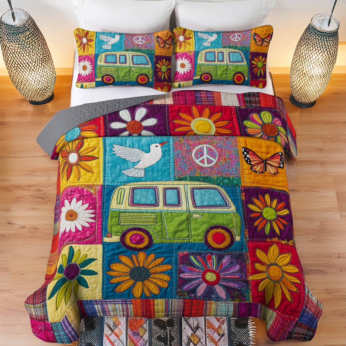 Shineful Flat Print All Season Quilt 3-Piece Set Hippie Soul