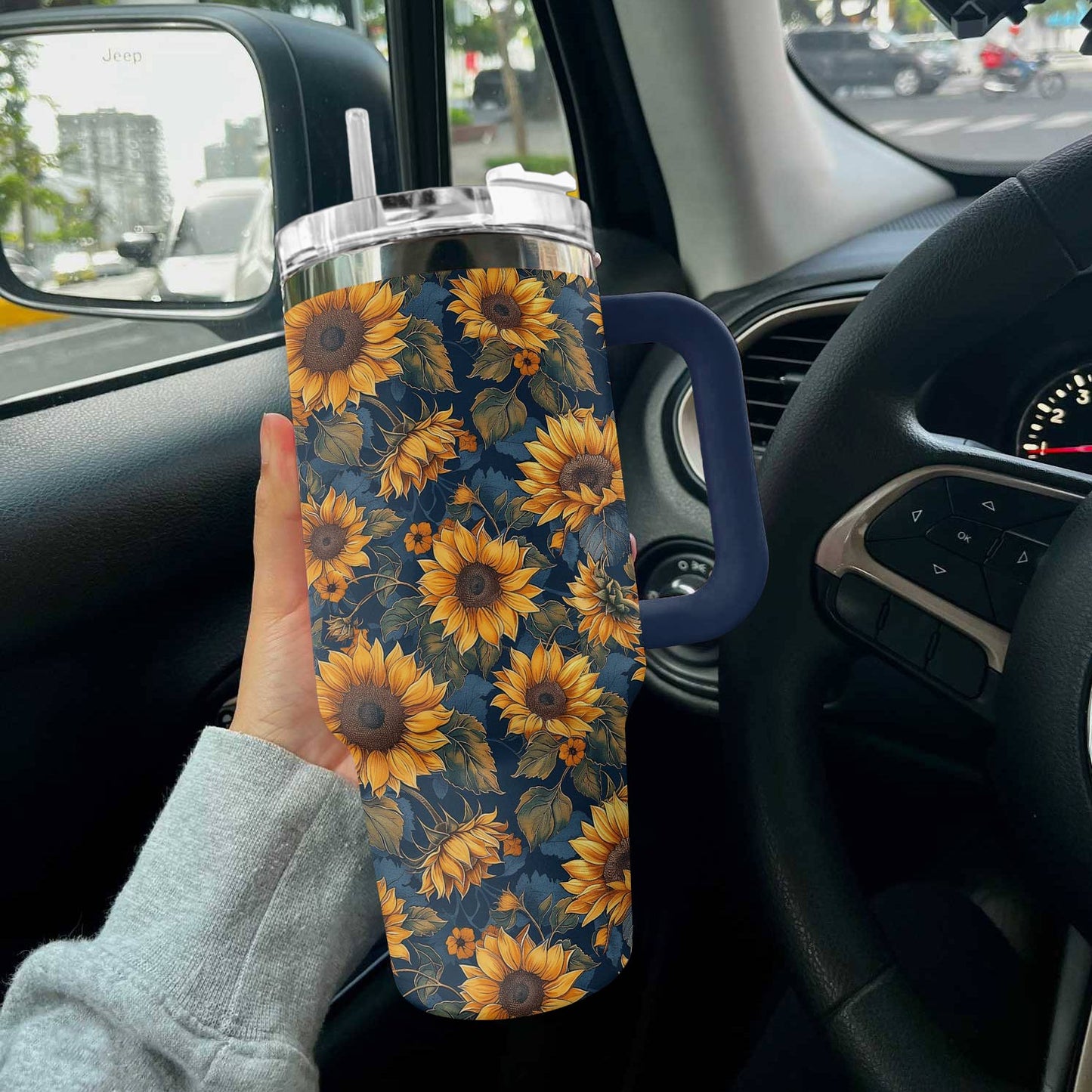 Hippie 40 Oz Shineful™ Tumbler Classical Sunflowers Tl10 Navy 40Oz